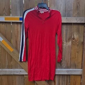 Heart Hips Red Top with White Striped Collar